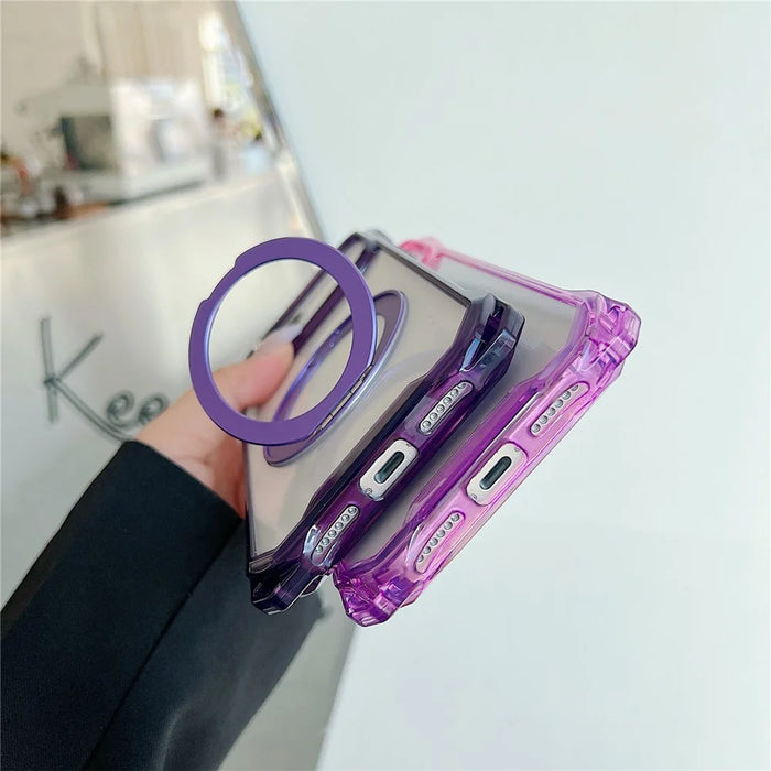For iPhone 17 Pro Magnetic Case Ring Kickstand TPU + PC Phone Cover - Gradient Pink  /  Purple - 3