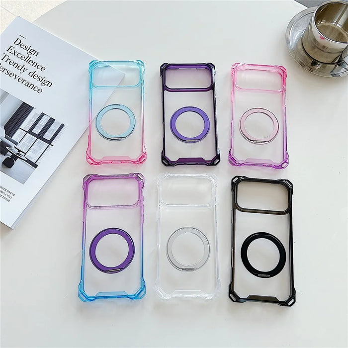 For iPhone 17 Pro Magnetic Case Ring Kickstand TPU + PC Phone Cover - Gradient Pink  /  Purple - 4