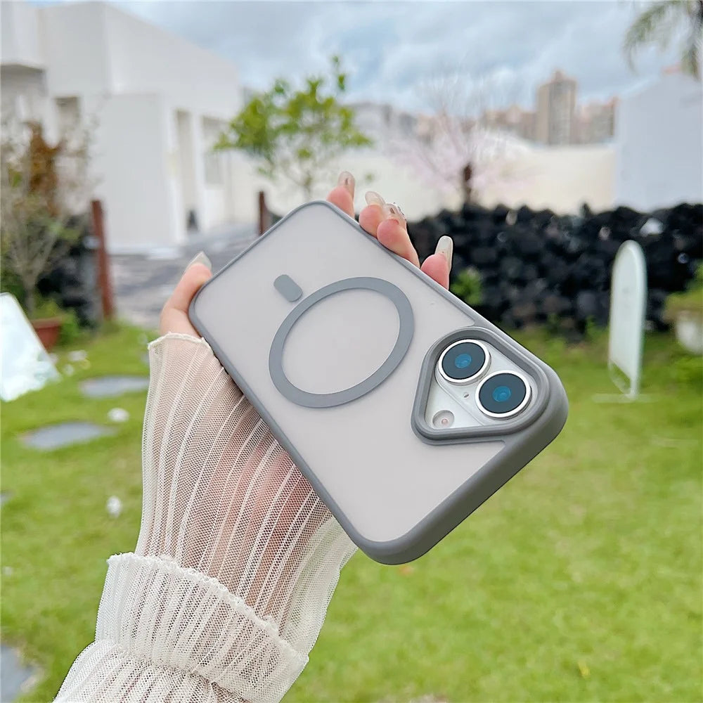 For iPhone 17 Case Compatible with MagSafe Skin Touch TPU Acrylic Phone Back Cover - Grey - 1
