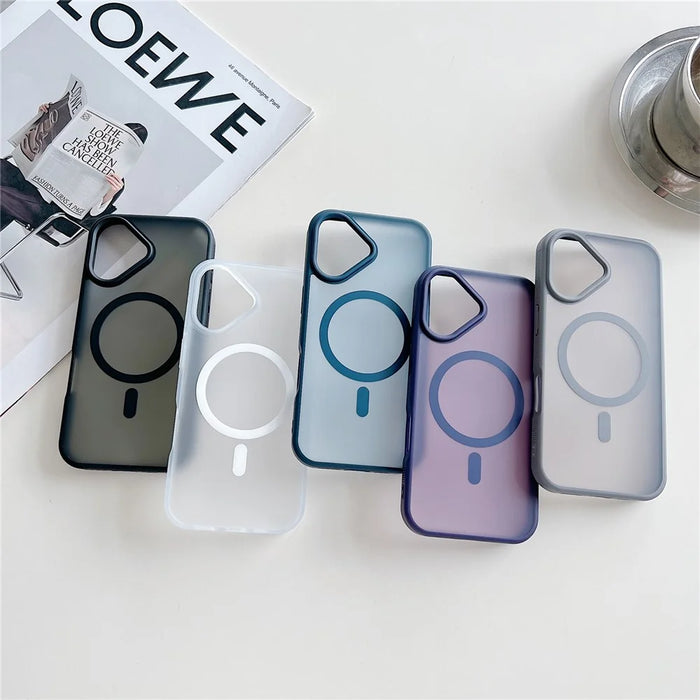 For iPhone 17 Case Compatible with MagSafe Skin Touch TPU Acrylic Phone Back Cover - Grey - 7