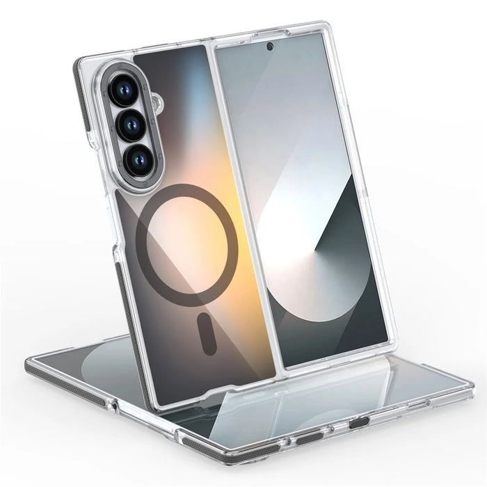 For Samsung Galaxy Z Fold7 5G Magnetic Case Cute Fluorescent Design TPU Acrylic Phone Back Cover - Black - 1