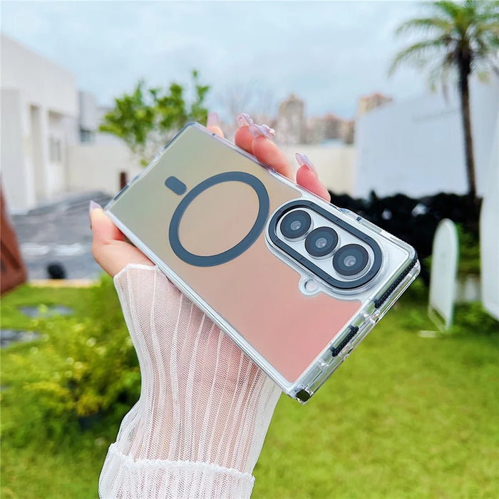 For Samsung Galaxy Z Fold7 5G Magnetic Case Cute Fluorescent Design TPU Acrylic Phone Back Cover - Black - 2