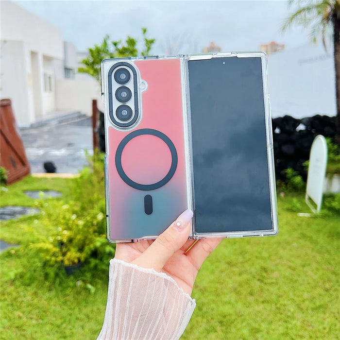 For Samsung Galaxy Z Fold7 5G Magnetic Case Cute Fluorescent Design TPU Acrylic Phone Back Cover - Black - 3