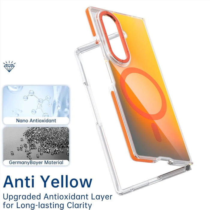 For Samsung Galaxy Z Fold7 5G Magnetic Case Cute Fluorescent Design TPU Acrylic Phone Back Cover - Black - 5