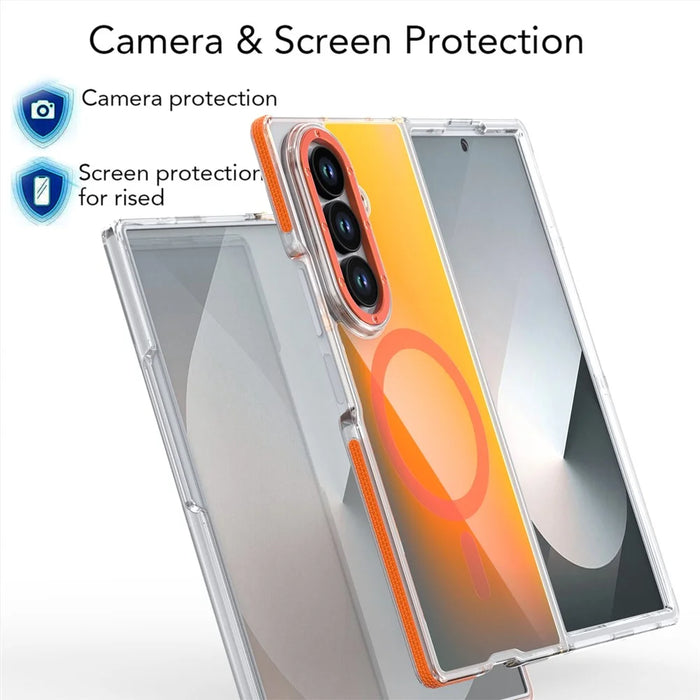 For Samsung Galaxy Z Fold7 5G Magnetic Case Cute Fluorescent Design TPU Acrylic Phone Back Cover - Black - 6