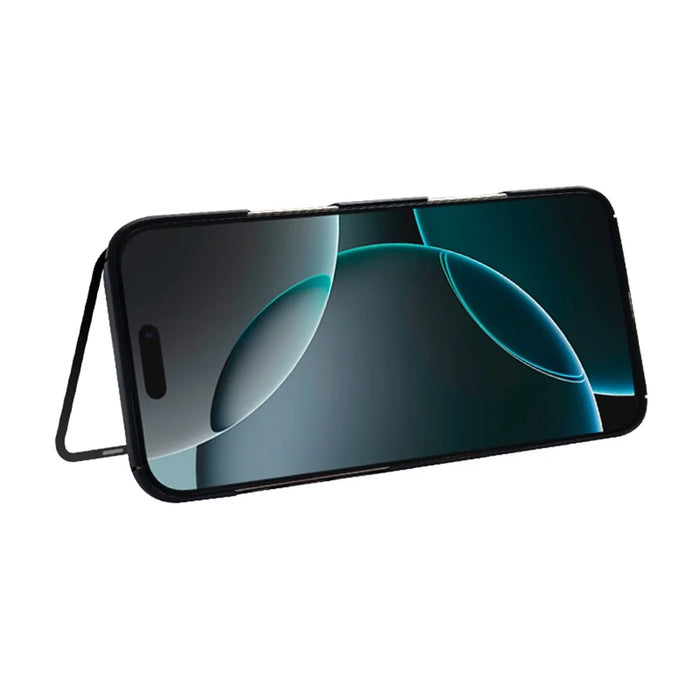 COTECI For iPhone 17 Pro Max Magnetic Case with Lens Kickstand Aramid Fiber Slim PC Back Cover Compatible with MagSafe - Black - 4