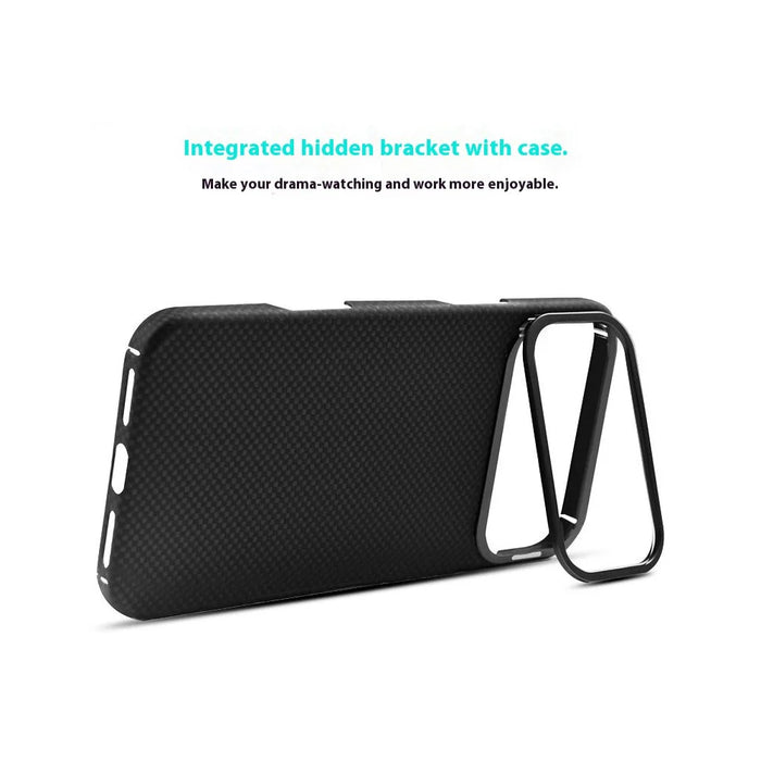 COTECI For iPhone 17 Pro Max Magnetic Case with Lens Kickstand Aramid Fiber Slim PC Back Cover Compatible with MagSafe - Black - 5