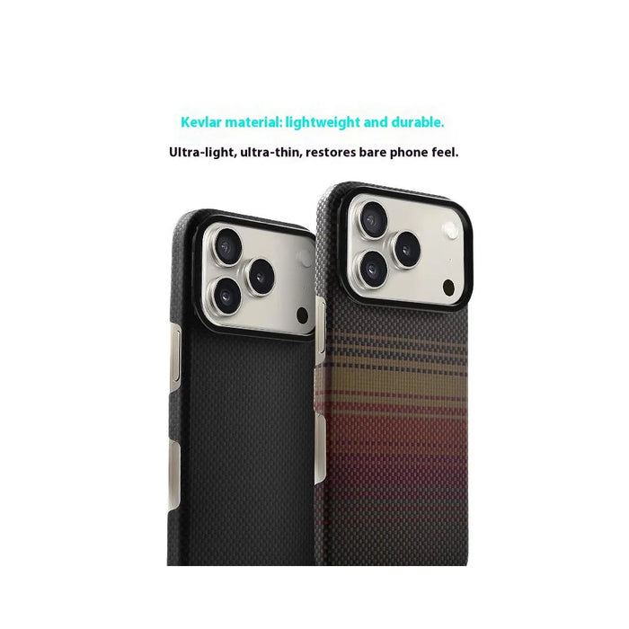 COTECI For iPhone 17 Pro Max Magnetic Case with Lens Kickstand Aramid Fiber Slim PC Back Cover Compatible with MagSafe - Black - 7