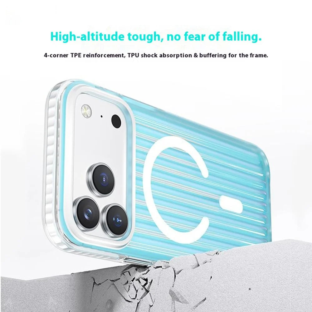 COTECI For iPhone 17 Pro Max Case Compatible with MagSafe Gradient Color TPE + TPU Phone Back Cover - Dazzling Blue - 4