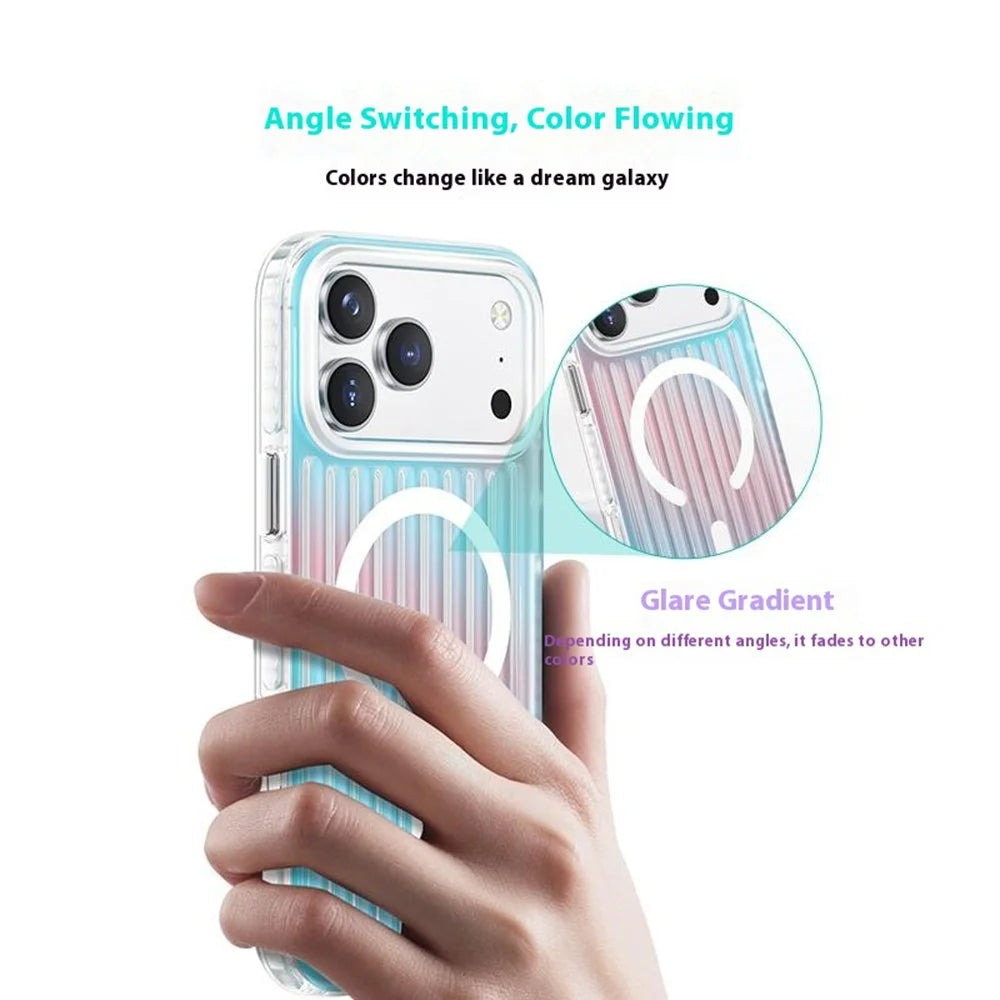 COTECI For iPhone 17 Pro Case Compatible with MagSafe Gradient Color TPE + TPU Phone Back Cover - Dazzling Blue - 3
