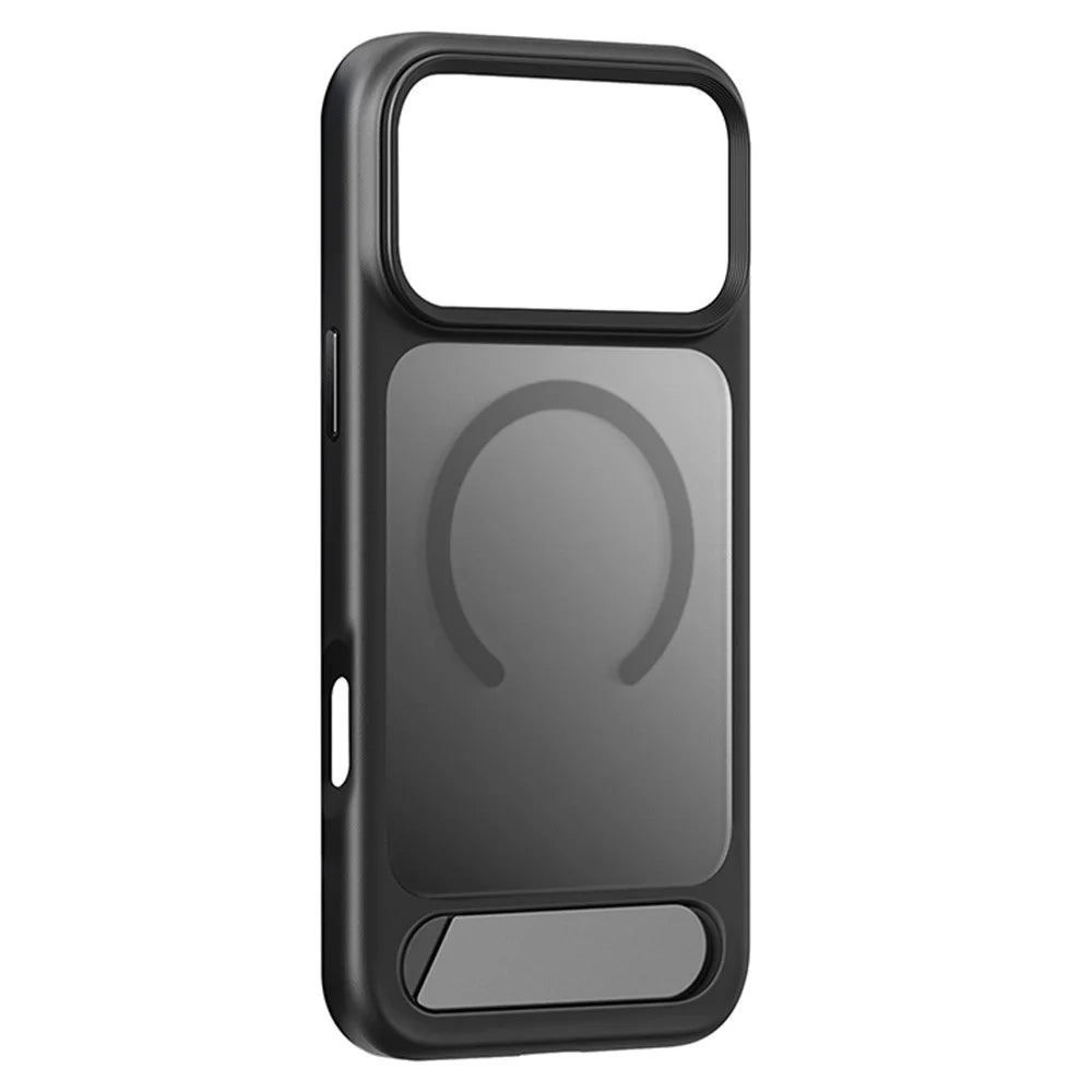 COTECI For iPhone 17 Pro Phone Case Compatible with MagSafe PC+TPU Back Cover with Hidden Kickstand - Matte Black - 2