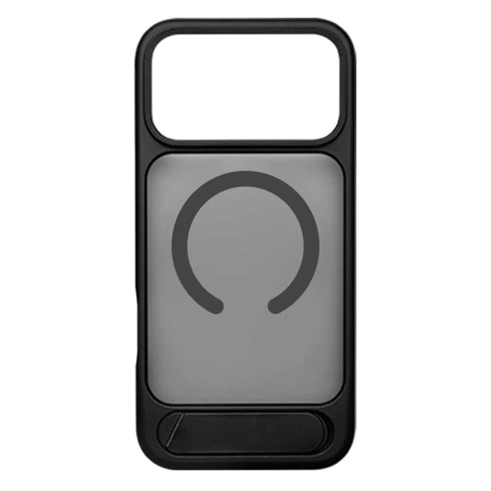 COTECI For iPhone 17 Pro Max Phone Case Compatible with MagSafe PC+TPU Back Cover with Hidden Kickstand - Matte Black - 3