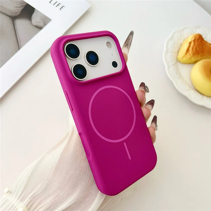 For iPhone 17 Pro Case Compatible with MagSafe Liquid Silicone Anti-Drop Phone Cover - Dark Rose - 2