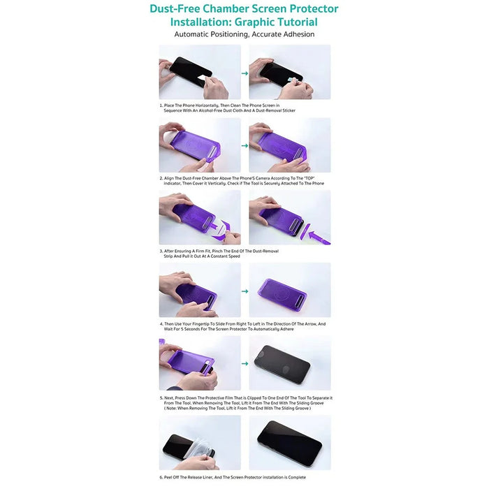 COTECI For iPhone Air Screen Protector Anti Spy Tempered Glass Film with PC Dust Removal Tool - 6