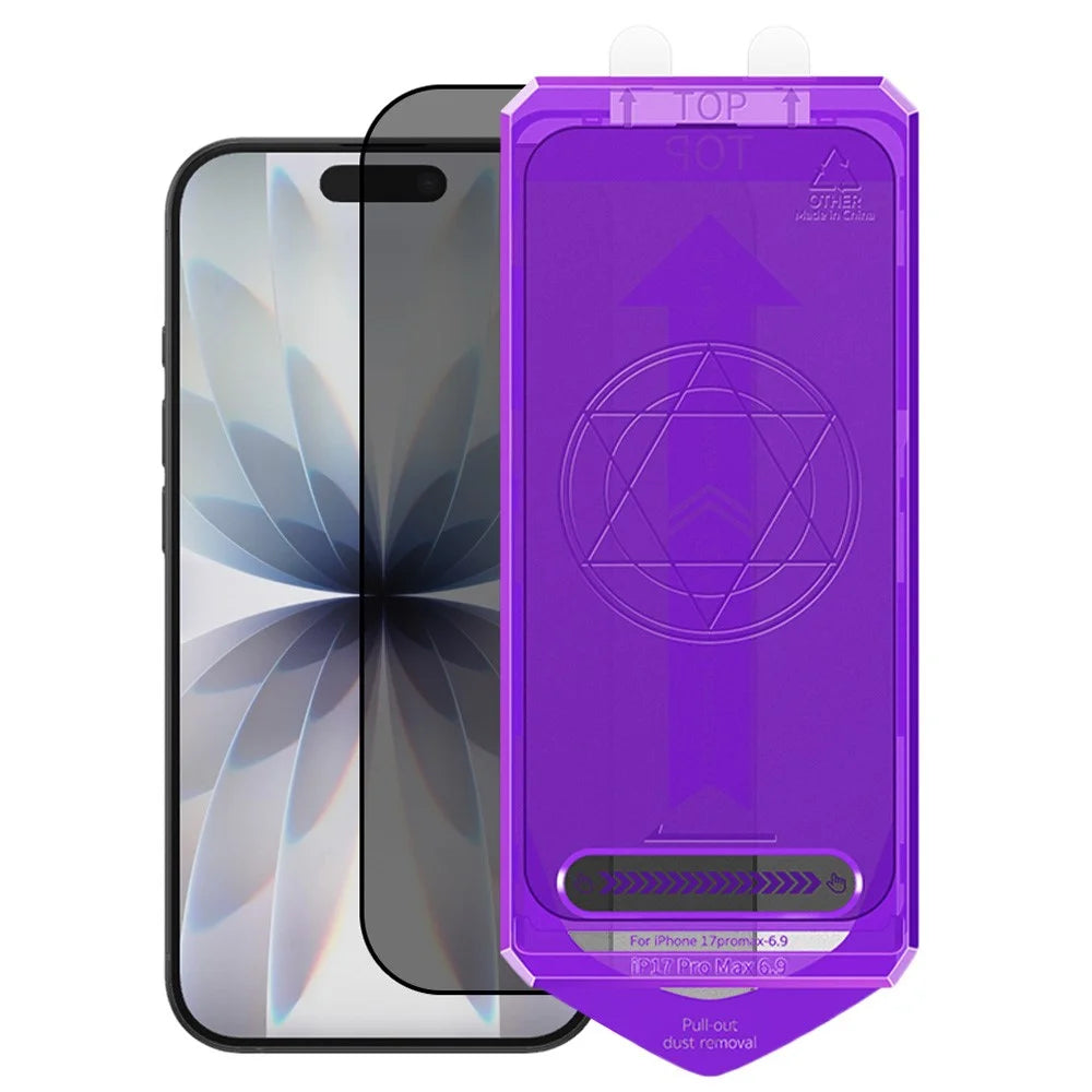 COTECI For iPhone 17 Screen Protector Anti Spy Tempered Glass Film with PC Dust Removal Tool - 1