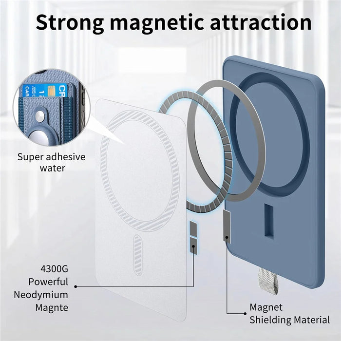 For iPhone 17 Pro Detachable Case Compatible with MagSafe with AirTag Holder Card Holder Kickstand - Blue - 6
