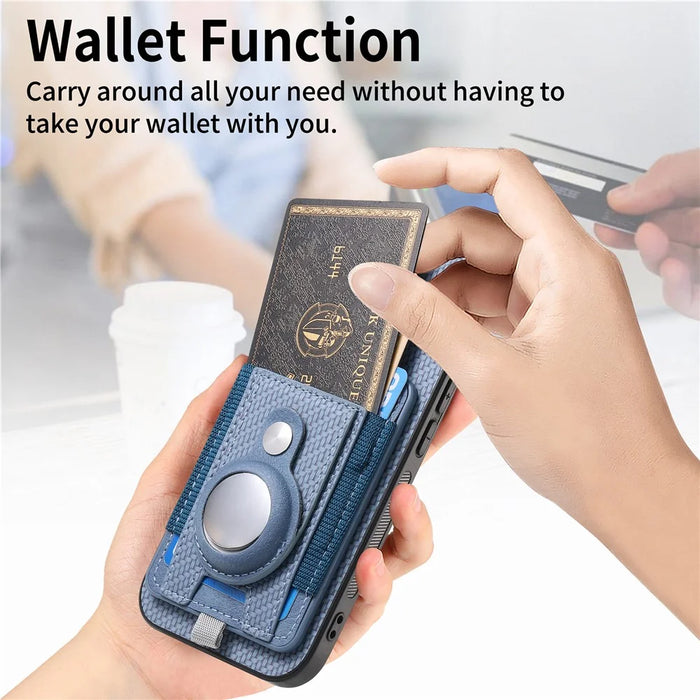 For iPhone 17 Pro Detachable Case Compatible with MagSafe with AirTag Holder Card Holder Kickstand - Blue - 7