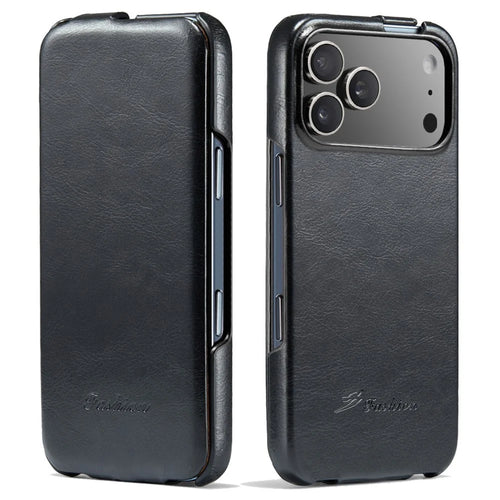 For iPhone 17 Pro Case Vertical Flip PU Leather + PC Phone Cover - Black - 1