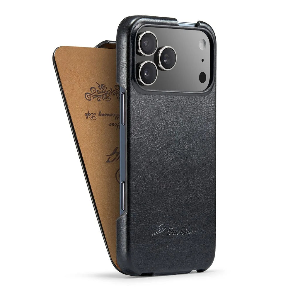 For iPhone 17 Pro Case Vertical Flip PU Leather + PC Phone Cover - Black - 3