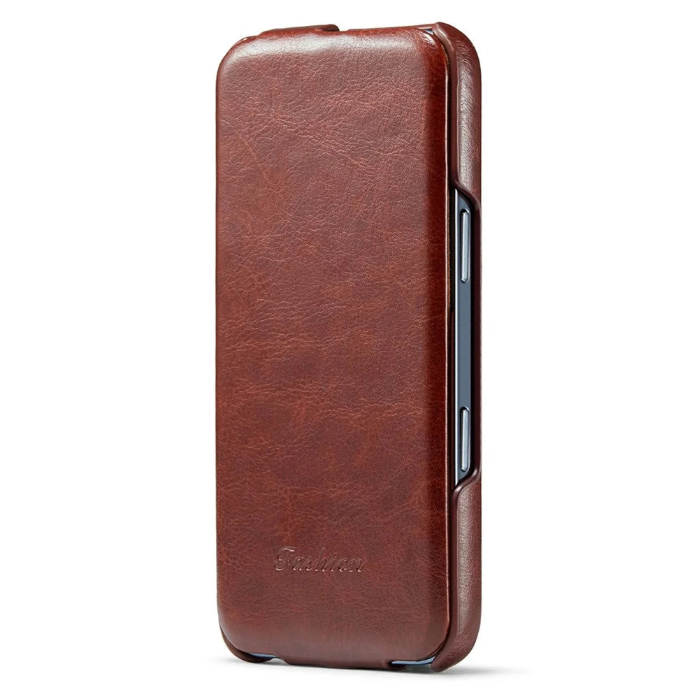 For iPhone 17 Pro Max Case Vertical Flip PU Leather + PC Phone Cover - Brown - 4