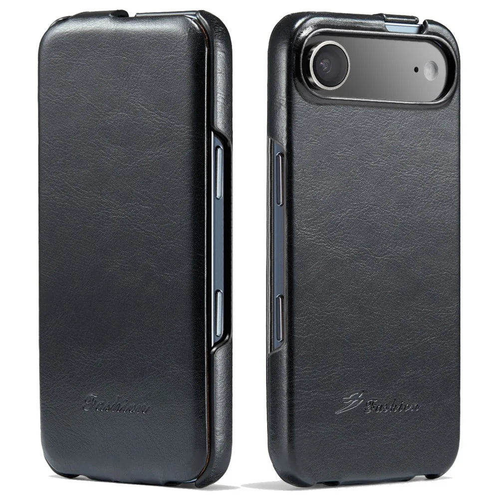 For iPhone Air Case Vertical Flip PU Leather + PC Phone Cover - Black - 1