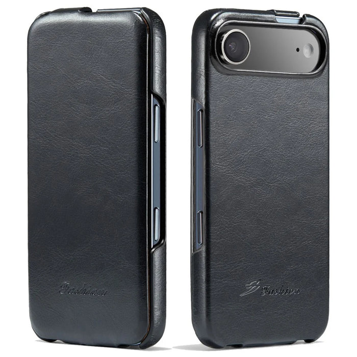 For iPhone Air Case Vertical Flip PU Leather + PC Phone Cover - Black - 1