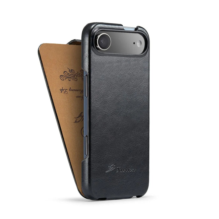 For iPhone Air Case Vertical Flip PU Leather + PC Phone Cover - Black - 2