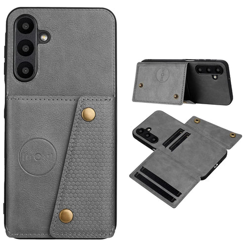 For Samsung Galaxy A18 5G / A18 4G / A17 5G / A17 4G Case with Card Slots Kickstand Leather + TPU Phone Cover - Grey - 1