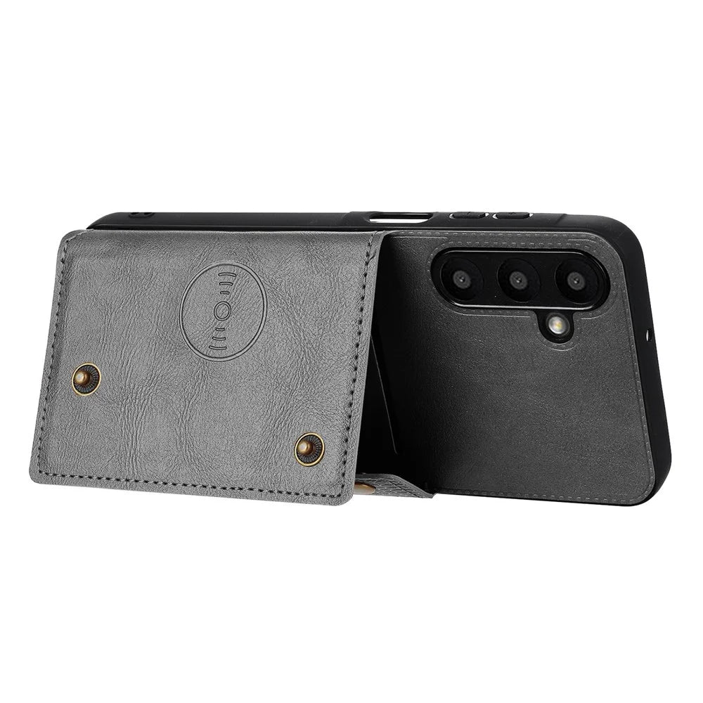 For Samsung Galaxy A18 5G / A18 4G / A17 5G / A17 4G Case with Card Slots Kickstand Leather + TPU Phone Cover - Grey - 3