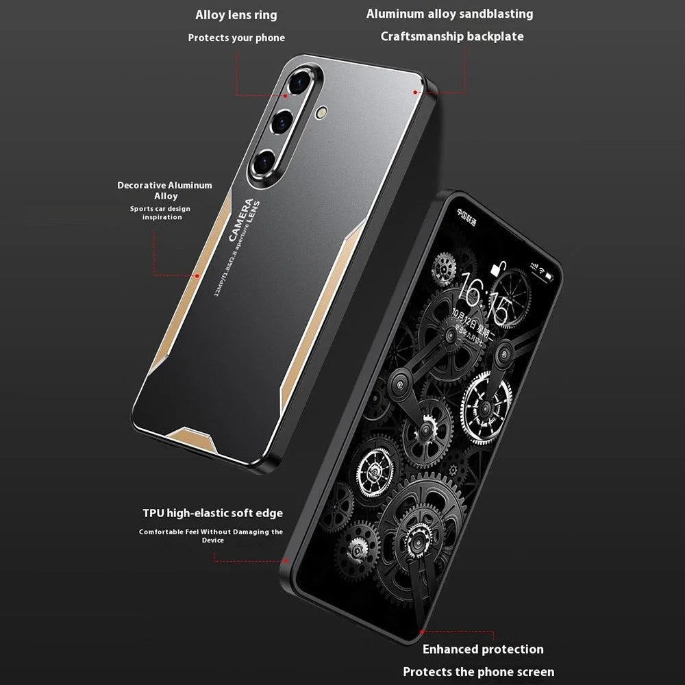For Samsung Galaxy S25 FE Phone Case Aluminium Alloy TPU PC Back Cover - Gold - 5