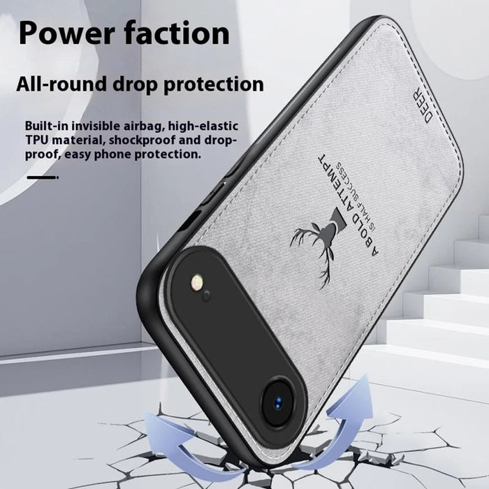For iPhone Air Case Deer Pattern Cloth Texture PU + PC + TPU Phone Cover - Black - 6