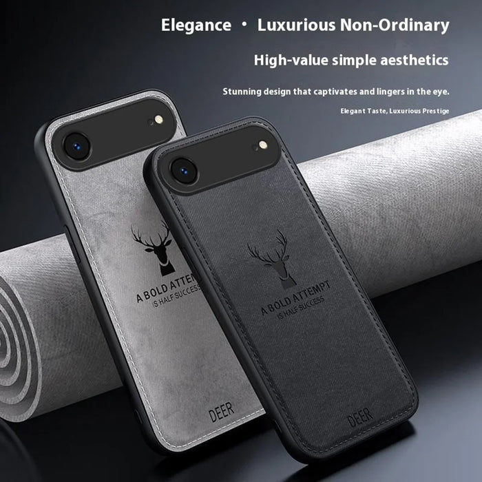 For iPhone Air Case Deer Pattern Cloth Texture PU + PC + TPU Phone Cover - Black - 7
