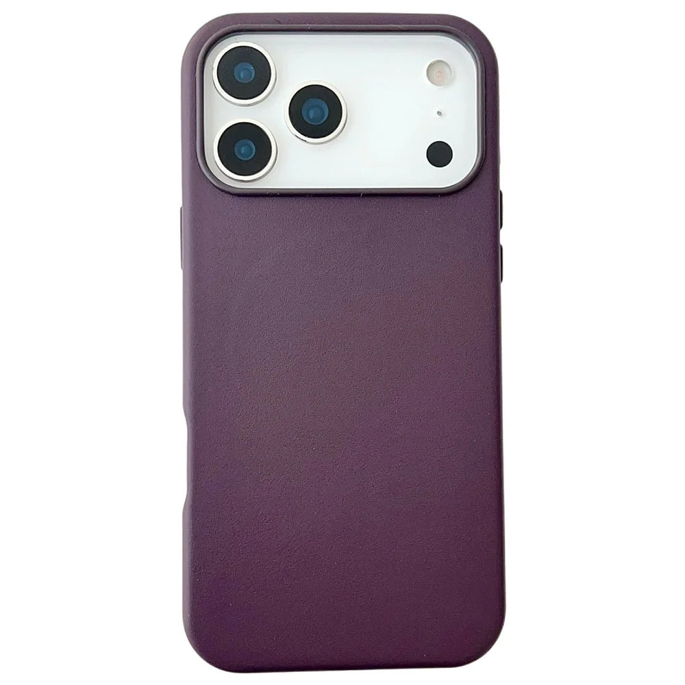 For iPhone 17 Pro Case Compatible with MagSafe PU Leather Liquid Silicone Phone Back Cover - Dark Purple - 1