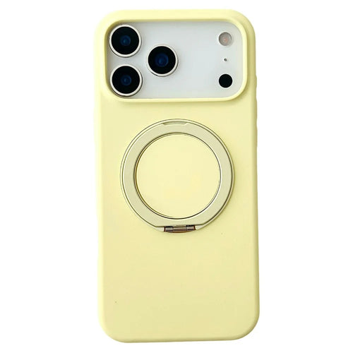 For iPhone 17 Pro Max Case Compatible with MagSafe Rotating Kickstand Silicone PC Phone Back Cover - Yellow - 1
