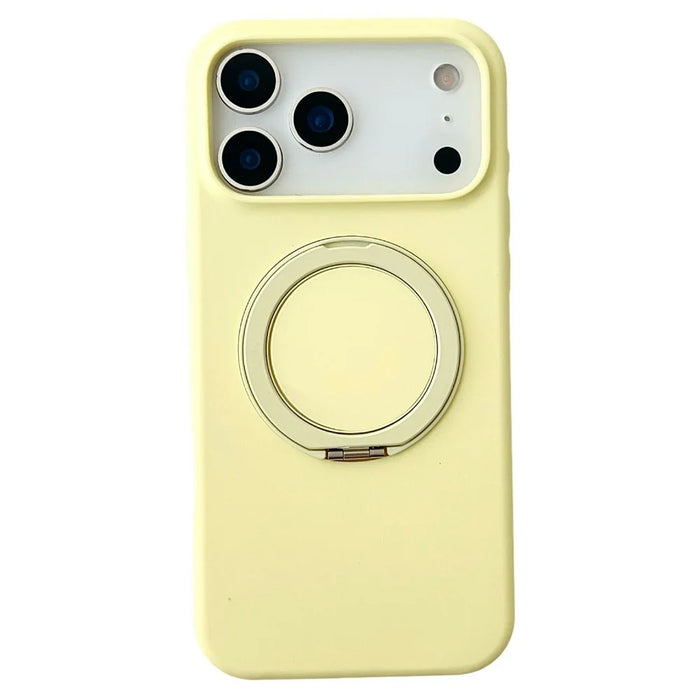 For iPhone 17 Pro Max Case Compatible with MagSafe Rotating Kickstand Silicone PC Phone Back Cover - Yellow - 1