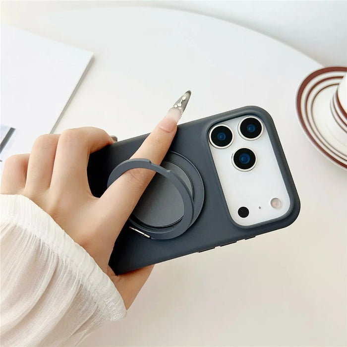 For iPhone 17 Pro Max Case Compatible with MagSafe Rotating Kickstand Silicone PC Phone Back Cover - Yellow - 6
