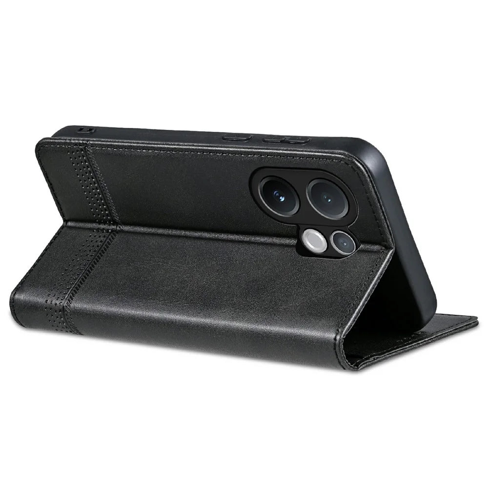 AZNS For vivo V60 5G Case Cowhide Texture PU Leather Wallet Phone Cover - Black - 4