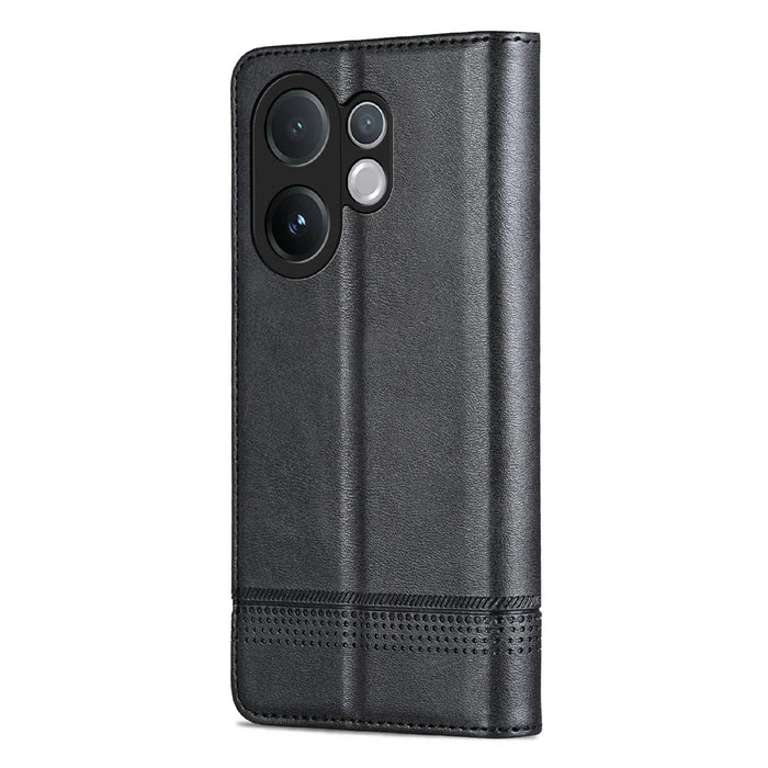 AZNS For vivo V60 5G Case Cowhide Texture PU Leather Wallet Phone Cover - Black - 7