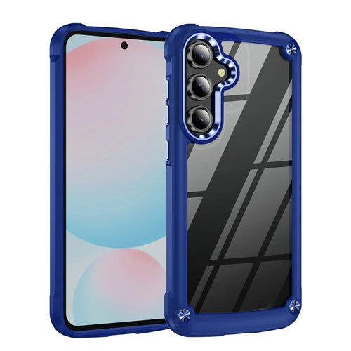 For Samsung Galaxy S25 FE Case Anti-Drop Alloy Lens Frame PC + TPU Phone Cover - Blue - 1