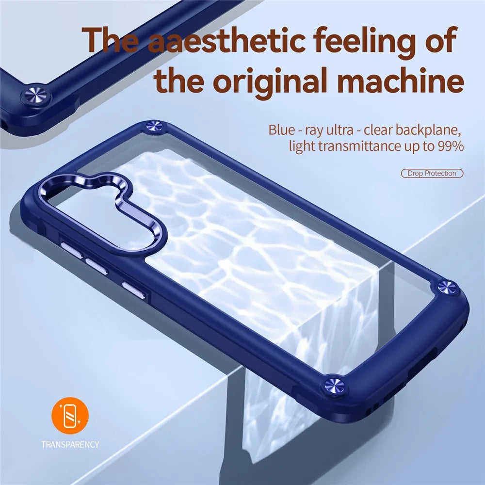 For Samsung Galaxy S25 FE Case Anti-Drop Alloy Lens Frame PC + TPU Phone Cover - Blue - 3