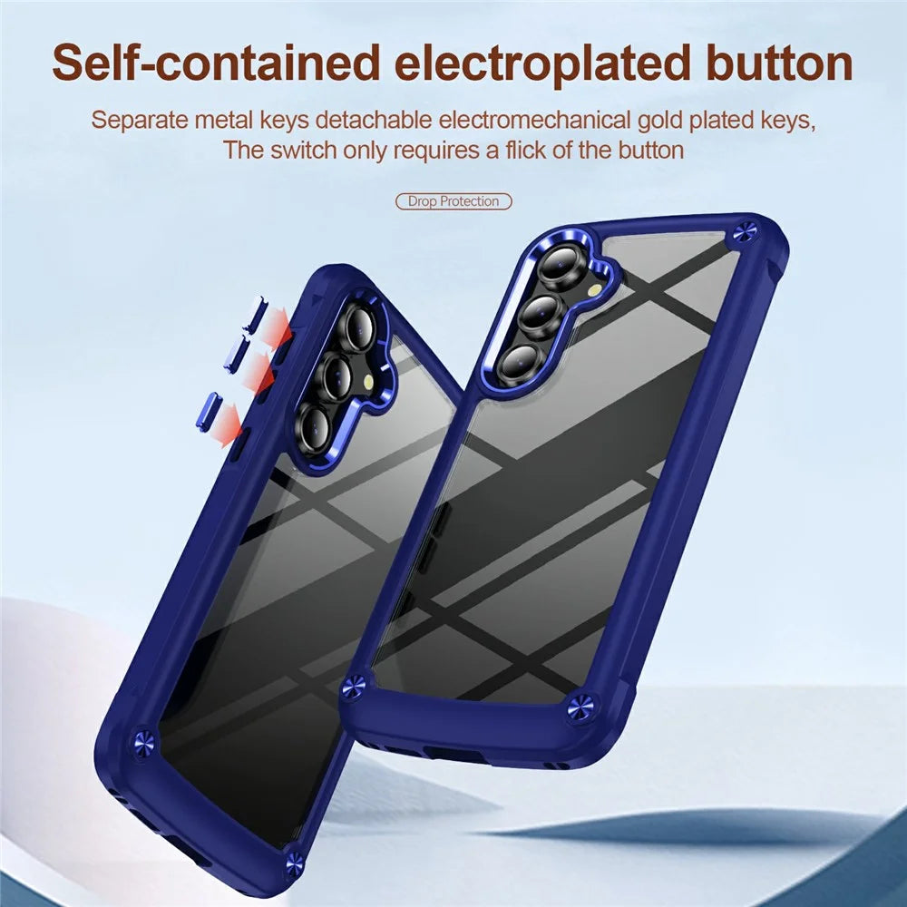 For Samsung Galaxy S25 FE Case Anti-Drop Alloy Lens Frame PC + TPU Phone Cover - Blue - 7