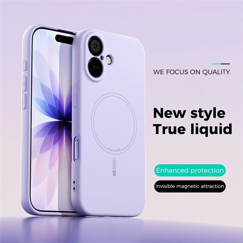ABEEL For iPhone 17 Case Compatible with MagSafe Skin Touch Liquid Silicone Phone Back Cover - Purple - 2