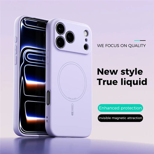 ABEEL For iPhone 17 Pro Case Compatible with MagSafe Skin Touch Liquid Silicone Phone Back Cover - Purple - 2