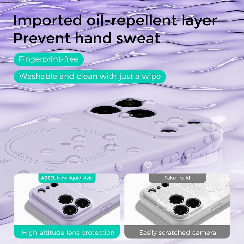 ABEEL For iPhone 17 Pro Max Case Compatible with MagSafe Skin Touch Liquid Silicone Phone Back Cover - Purple - 4