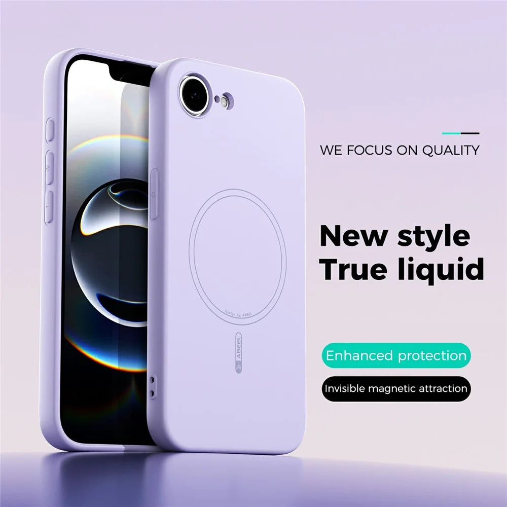 ABEEL For iPhone 17e / 16e Case Compatible with MagSafe Skin Touch Liquid Silicone Phone Back Cover - Purple - 2
