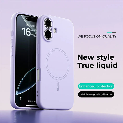 ABEEL For iPhone 16 Case Compatible with MagSafe Skin Touch Liquid Silicone Phone Back Cover - Purple - 2