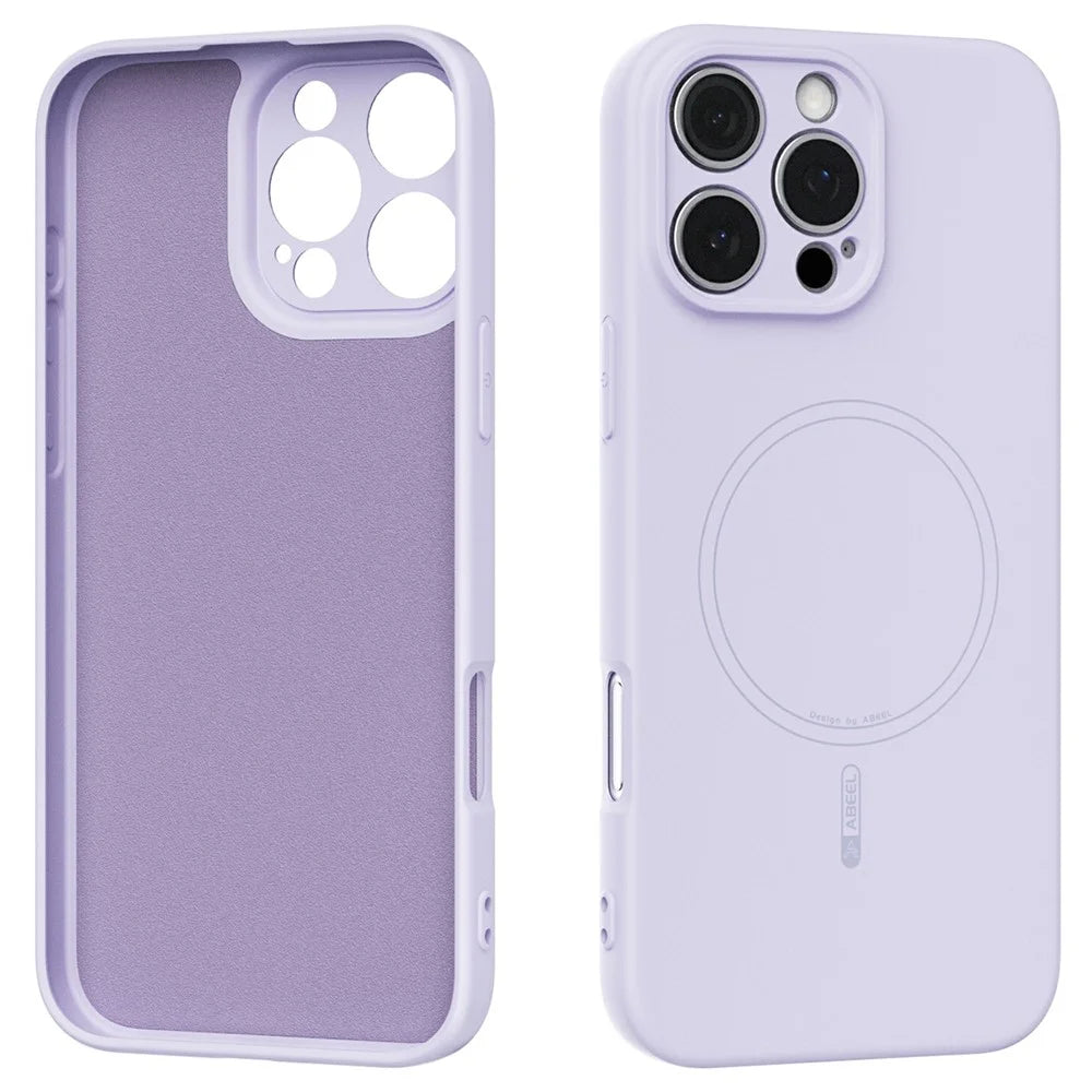 ABEEL For iPhone 16 Pro Case Compatible with MagSafe Skin Touch Liquid Silicone Phone Back Cover - Purple - 1