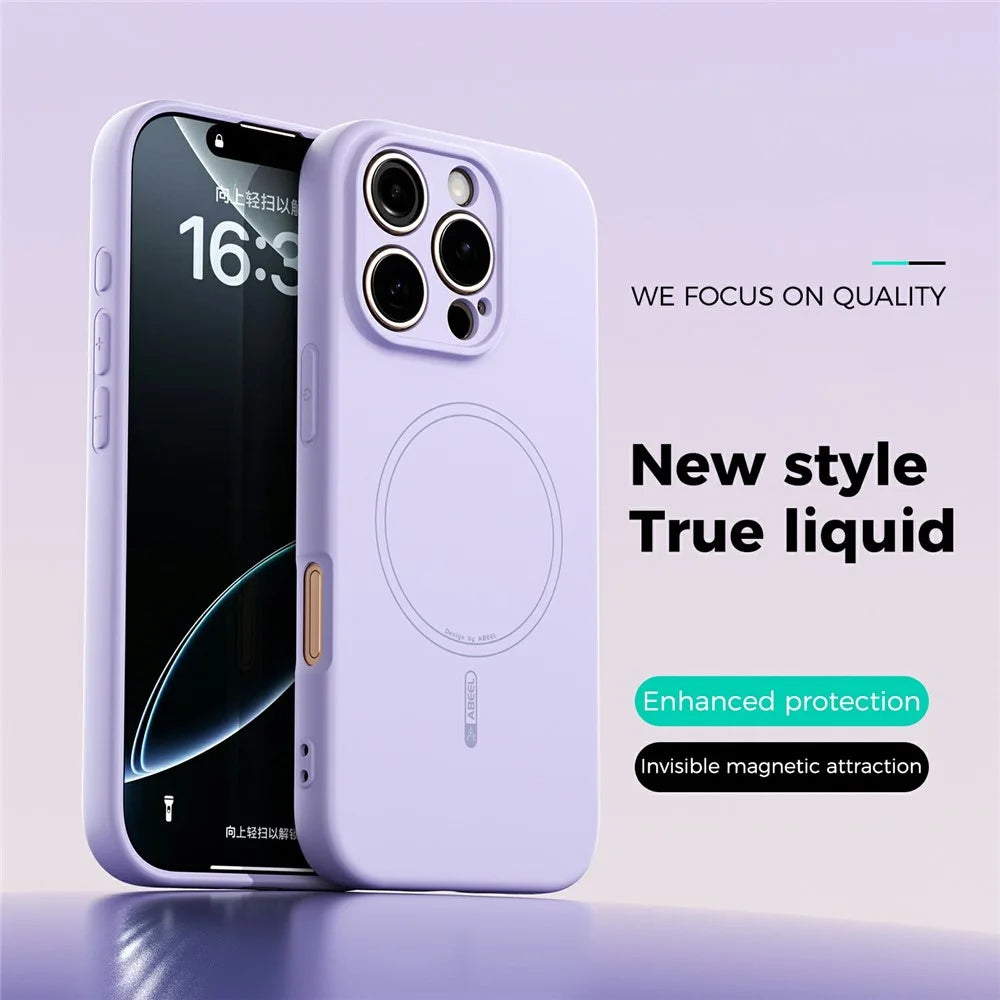 ABEEL For iPhone 16 Pro Case Compatible with MagSafe Skin Touch Liquid Silicone Phone Back Cover - Purple - 2