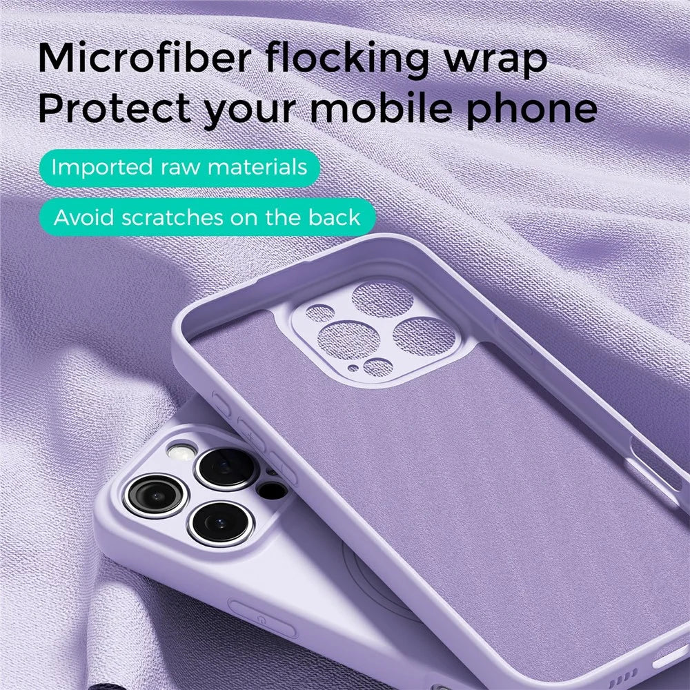 ABEEL For iPhone 16 Pro Case Compatible with MagSafe Skin Touch Liquid Silicone Phone Back Cover - Purple - 3