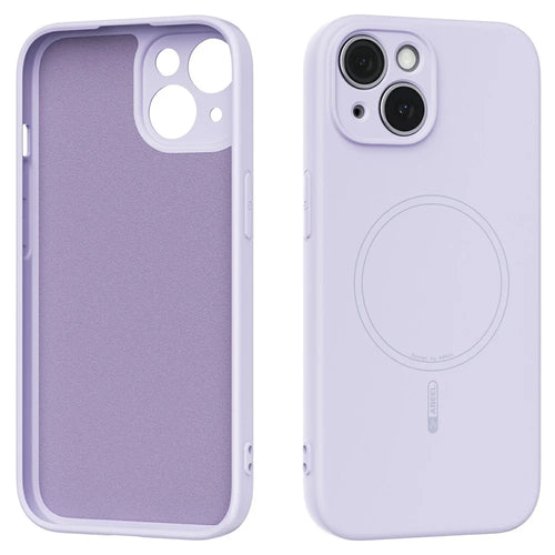 ABEEL For iPhone 15 Case Compatible with MagSafe Skin Touch Liquid Silicone Phone Back Cover - Purple - 1